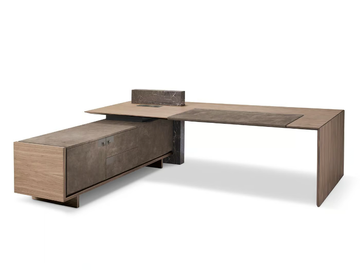 CARTESIANO - L-shaped wood and marble executive desk by i 4 Mariani - view 2